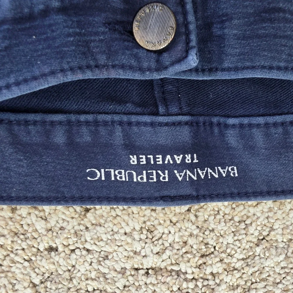Banana Republic Traveler Skinny Pants Mens 32x30 Navy Blue Stretch Chino Jeans